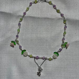 Frog Charm Necklace – Pastel Beaded Cottagecore Jewelry with Faux Pearls, Flower Beads & Nature-Inspired Spring Design (18–19 Inches)&quot;