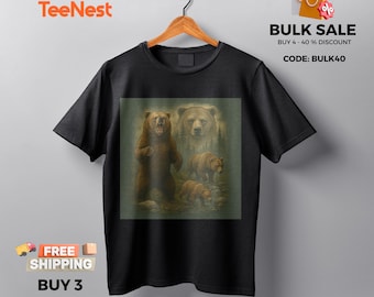Koszulka w stylu vintage z motywem dzikiej przyrody, koszulka Comfort Colors Nature, koszulka Bear Wolf Deer Eagle Fox, koszulka Mountain Camping, koszulka Retro Hunter Gift Tee