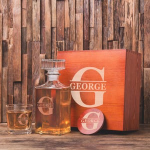 Personalized Whiskey Decanter, Custom Whiskey Glass, Engraved Wooden Box, Boyfriend Gift for Him, Birthday Gift for Men, Anniversary Gifts