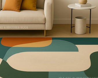 Hand-Tufted Wool Area Rug – Modern Abstract Multicolor Carpet, Handmade Geometric Living Room & Bedroom Decor