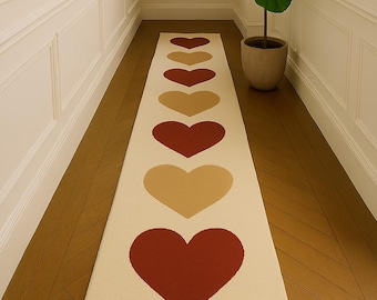Alfombra de lana tejida a mano con diseño de corazones modernos, decoración de lujo para el hogar