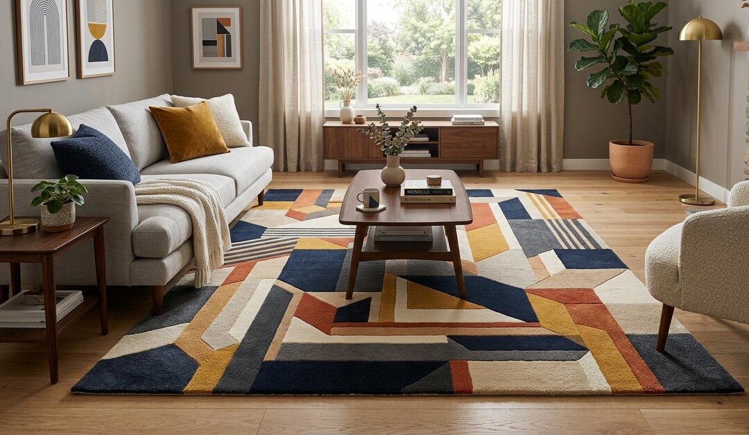 Carter Rugs Geometric Hand Tufted Wool Abstract Geometric Rug, Modern Designer Living Room ...