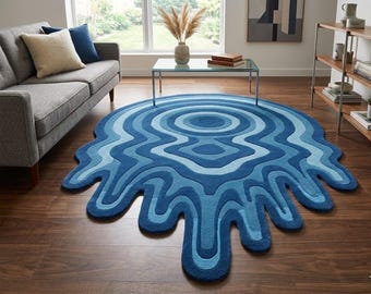 Hand Tufted Melting Rug – Abstract Drip Pattern, Modern Floor Decor