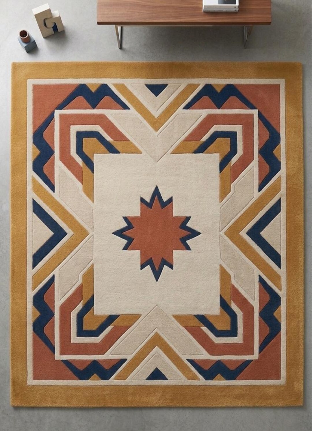 Hand Tufted Southwestern Wool Rug, Geometric Tribal Area Rug, Boho ...