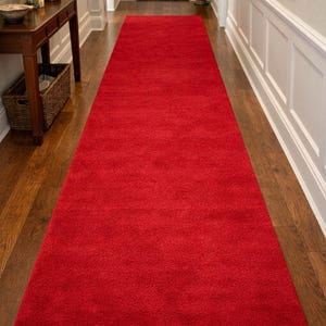Hand Tufted Wool Rug, Red Runner Rug, Hallway Runner Carpet, Solid Red Wool Runner, Modern Corridor Rug, Handmade Custom Runner Rug
