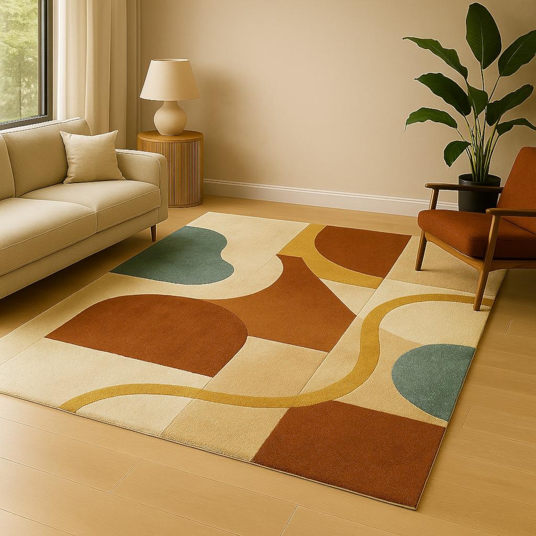 Hand Tufted Wool Blend Geometric Carpet – Modern Abstract Area Rug - Etsy
