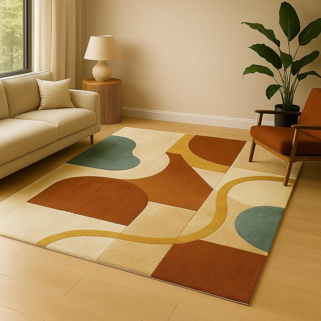 Hand Tufted Wool Blend Geometric Carpet – Modern Abstract Area Rug - Etsy