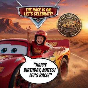 Lightning McQueen Talks in Your Child's Birthday Invitation, Animated Cars Video Invite for Boys