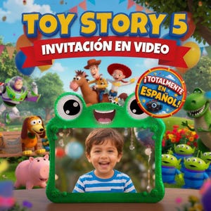 Invitación Toy Story, Video Animado de Cumpleaños Digital, Foto Opcional, Digital Invitation