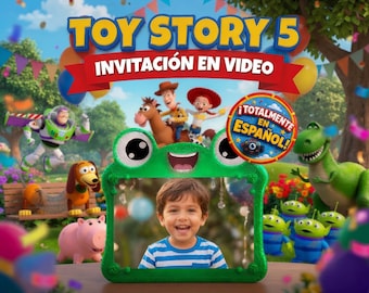 Invitación Toy Story, Video Animado de Cumpleaños Digital, Foto Opcional, Digital Invitation