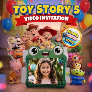 Toy Story Party Invitation Video with Photo, Personalized Birthday Digital Invite,  Movie Trailer Style