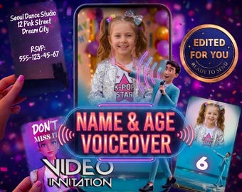 Kpop Demon Hunters Birthday Video Invitation, Personalized Huntrix Invite Photo & Voiceover, Edited For You