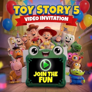 Toy Story 5 Birthday Invitation Video, Toy Party Digital Invite, Personalized Movie Trailer Voiceover image 1
