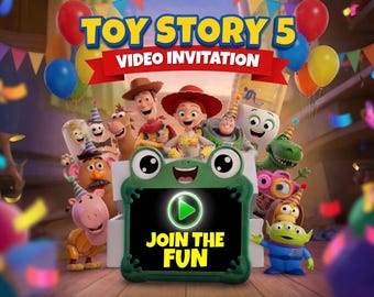 Toy Story 5 Birthday Invitation Video, Toy Party Digital Invite, Personalized Movie Trailer Voiceover