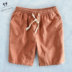 Men&#39;s Cotton Linen Slim Fit Shorts: Casual Comfy Beachwear