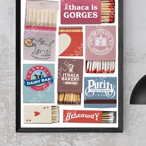 Cornell Matchbook Print Poster, Ithaca, NY, New York, Student Graduation Gift