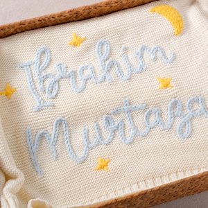 Custom Embroidered Baby Blanket: 100% Cotton Crochet Keepsake