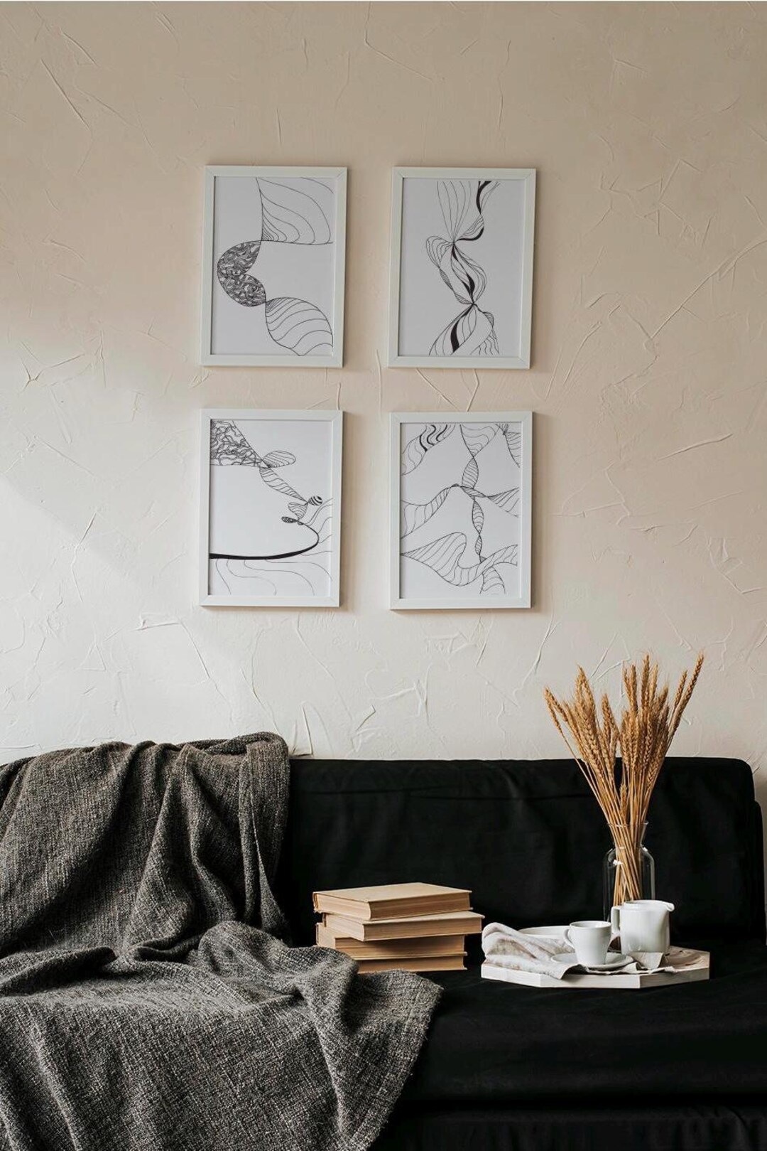 Fine Line Artwork – Set of 5 Digital Prints - Etsy
