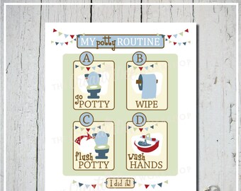 Potty Training Chart, Vertical Toilet Training, Print at Home