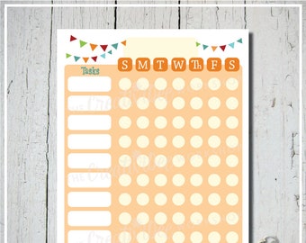 Children's Chore Chart, Editable, Orange