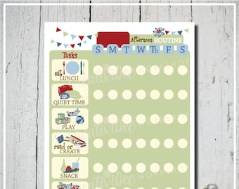 Printable Afternoon Routine Chart with EDITABLE NAME, Children's Daily Schedule