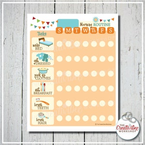 Printable DAILY Morning Routine Chart for Children EDITABLE NAME