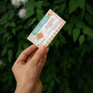 Read A Book Printable Punch Card, Editable Name and Reward, Orange Reading Log, Children's Book Tracker, Classroom Homeschool Tools