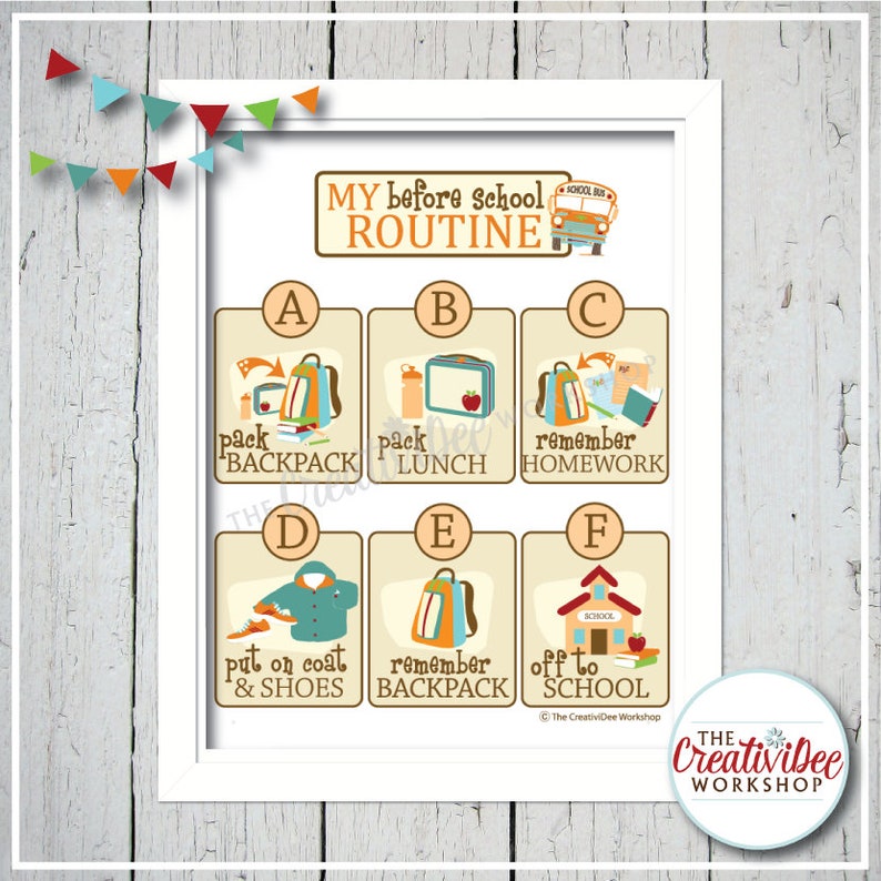 Morning, Afternoon, Bedtime, Before School and After School Printable ROUTINE Charts for Children, BUNDLE, Orange image 5