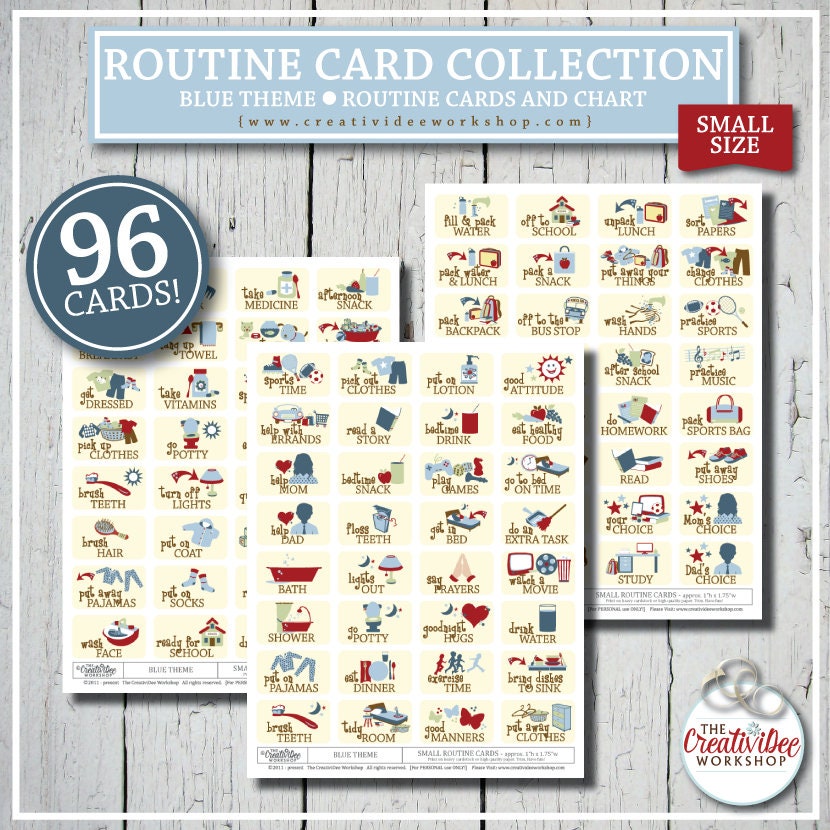 Outside Routine Card Printable ROUTINE Cards and Chart for Kids, 96 Total Cards, Blue, Small ...