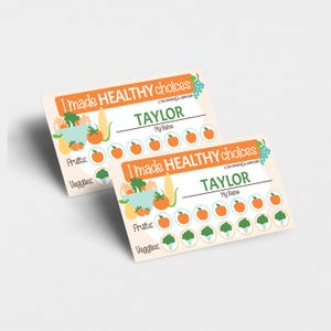 Printable Made Healthy Choices Punch Card, Editable Name, Orange Theme, Food Tracker for Kids, Instant Download