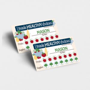 Healthy Choices Printable Punch Card, Editable Name, Fruit and Veggie Tracker, Blue Healthy Eating Cards