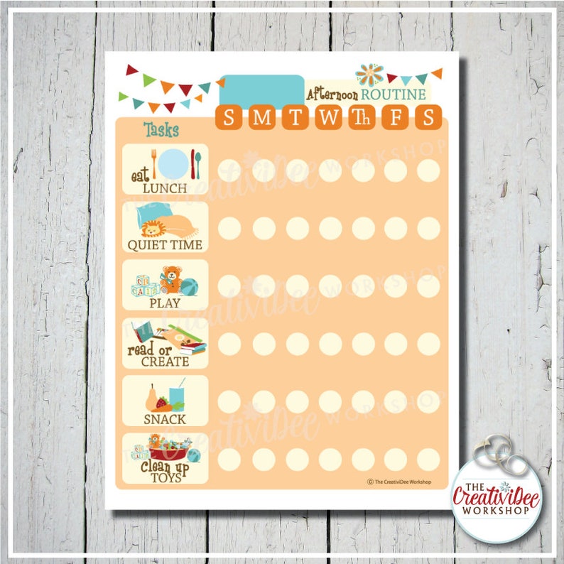 Afternoon Routine Chart with EDITABLE NAME, Printable, Daily Schedule image 1
