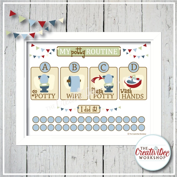 potty training chart printable potty chart potty routine chart blue boy theme toilet training toddler chart instant download potty training charts printable