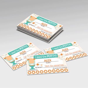 Potty Training Punch Cards, Editable Name and Reward, Toilet Training, Toddler and Children Incentive, Orange Printable