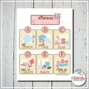 Printable ROUTINE Chart BUNDLE for Children, Morning, Afternoon, Bedtime, Before School and After School, Pink image 2