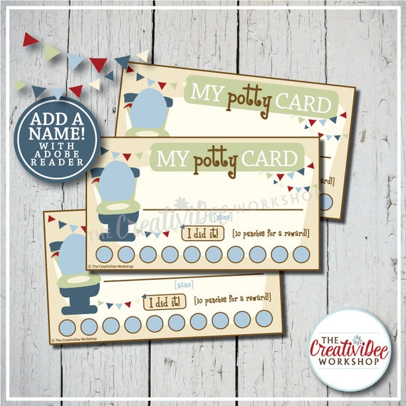Blue Potty Training Punch Cards | Editable PDF (Instant Download)
