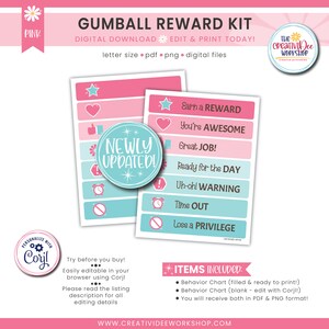 Printable Behavior Chart, Editable, Pink Theme, Children's Learning ...