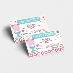 Printable Toilet Training Punch Cards, Editable Name and Reward, Potty Training, Toddler and Children Incentive, Pink Printable for Girls
