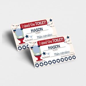 Printable Toilet Training Punch Cards, Editable Name and Reward, Potty Training for Kids, Toddler and Children Incentive, Blue Cards Boy
