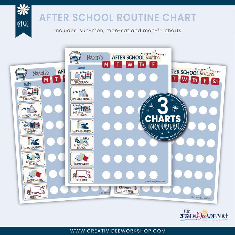 After School Routine Tracking Chart Printable After School Routine Chart for Kids - Daily Schedule for ...