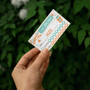 Brush Teeth Punch Card for Children, Editable Name, Orange Printable Brushing Tracker, Healthy Hygiene Habits, Kid Incentives, Dental Care