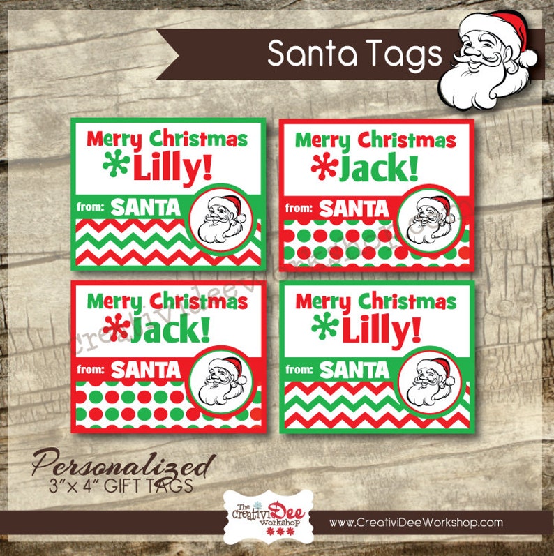 Printable Santa Tags Santa Gift Tags Personalized Santa Etsy