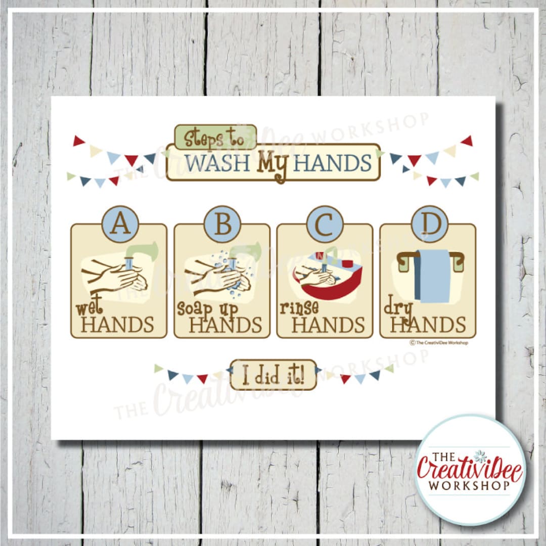 Wash My Hands Chart | Blue, Children's Routine (instant Download) - Etsy