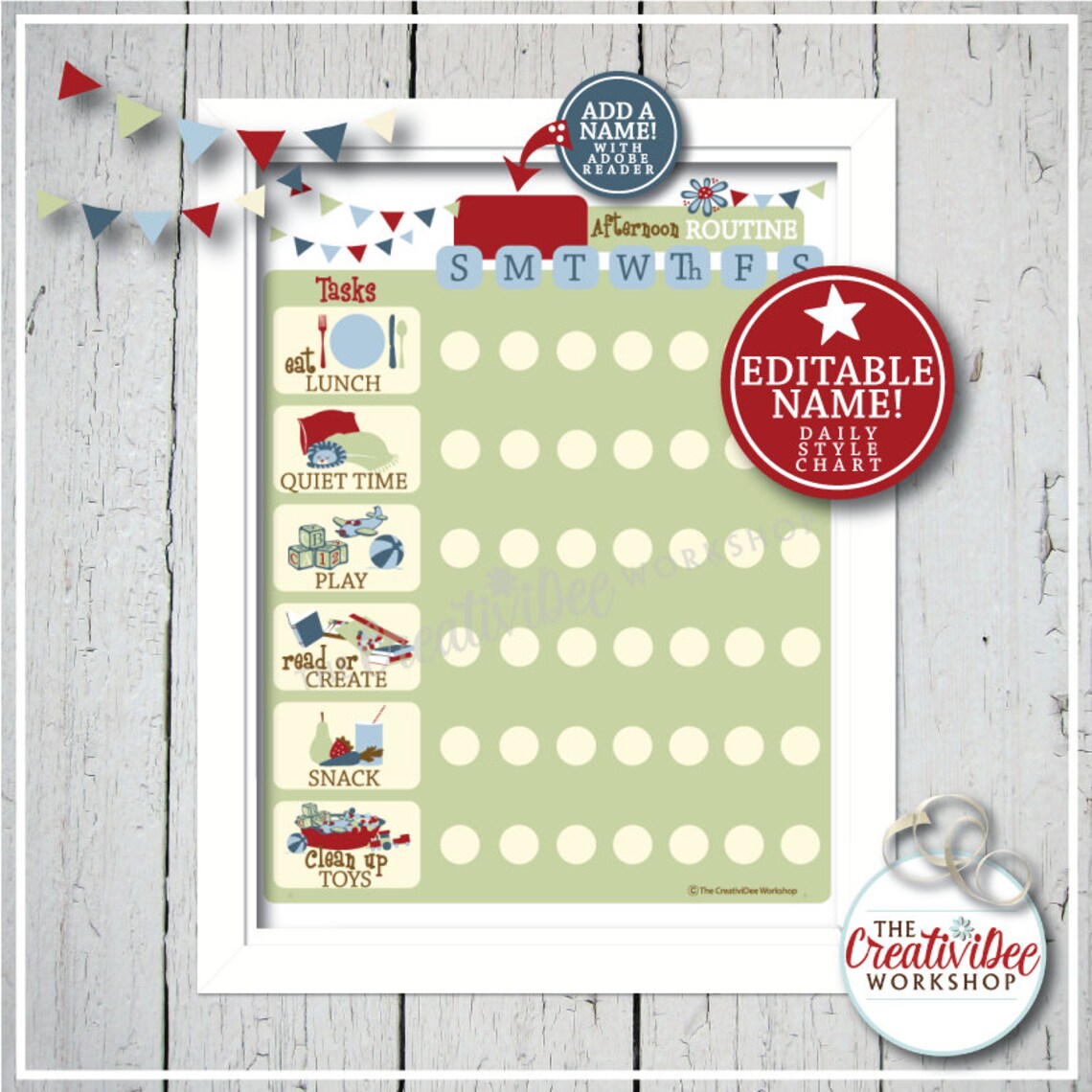 Printable Afternoon Routine Chart with EDITABLE NAME | Etsy