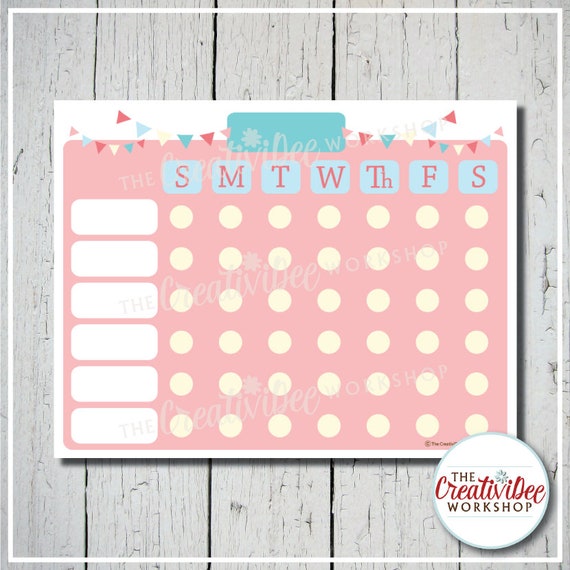 Printable Chore Chart for Children Editable Pink - Etsy Hong Kong