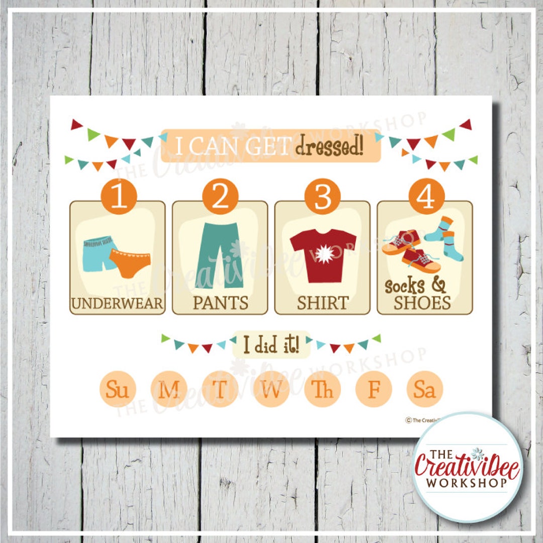 Getting Dressed Chart Children s Printable Routine digital PDF Etsy