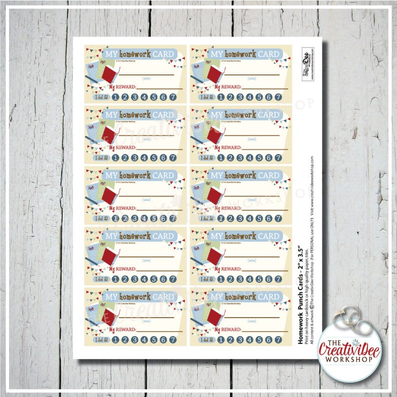 Free printable punch cards for students image