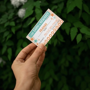 Printable Reward Punch Card for Children, Incentive for Kids, Orange Cards, Editable Name and Reward