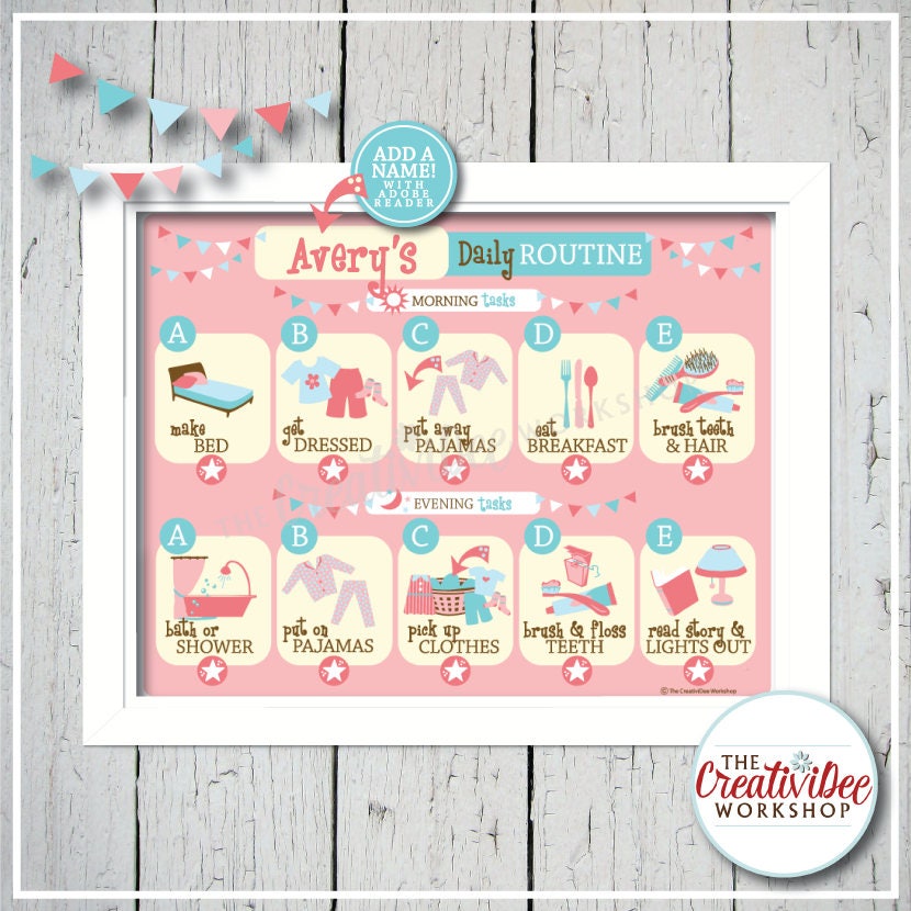 Printable Daily Routine Chart, Morning and Evening Chores for Children ...