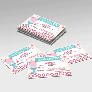Potty Training Punch Cards, Editable Name and Reward, Toilet Training, Toddler and Children Incentive, Pink Printable, Cards for Girls